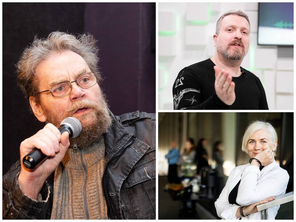 Andrius Kulikauskas (kairėje), Deivydas Zvonkus ir Ilona Balsytė
