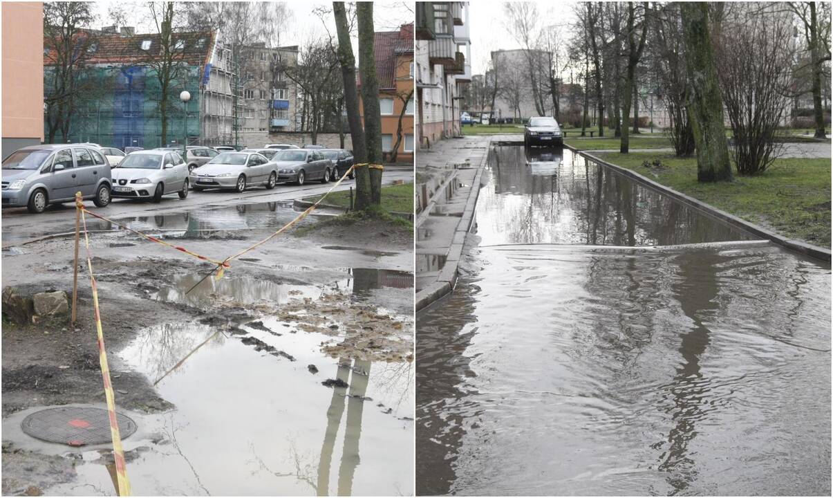 Situacija: šiuo metu dalis Rumpiškės gatvės kiemų skendi vandenyje, todėl juose žadama įrengti lietaus nuotekų tinklus.