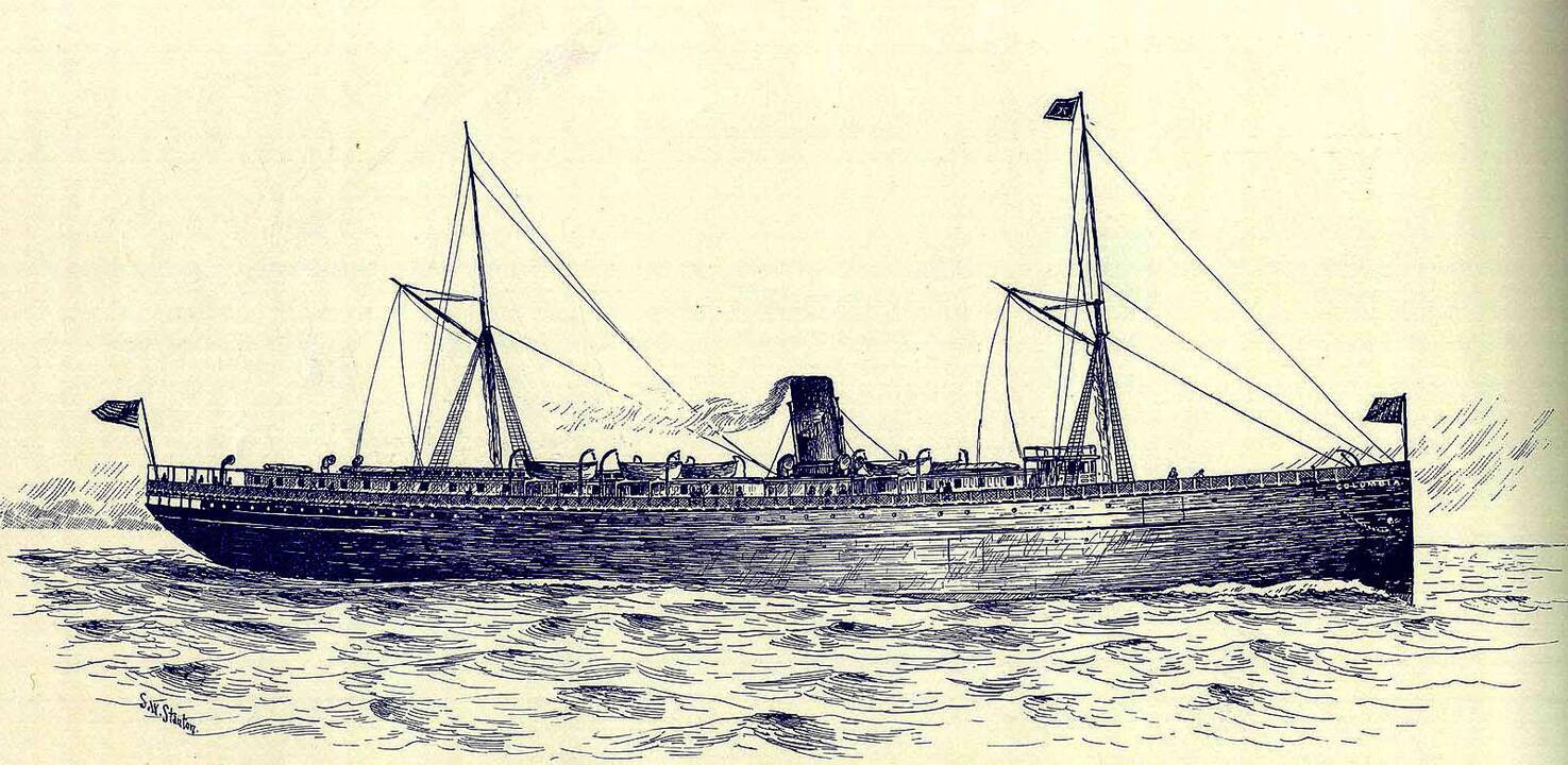Istorija: „Columbia“ piešinys iš knygos „Amerikos garlaiviai“ 1890 m.