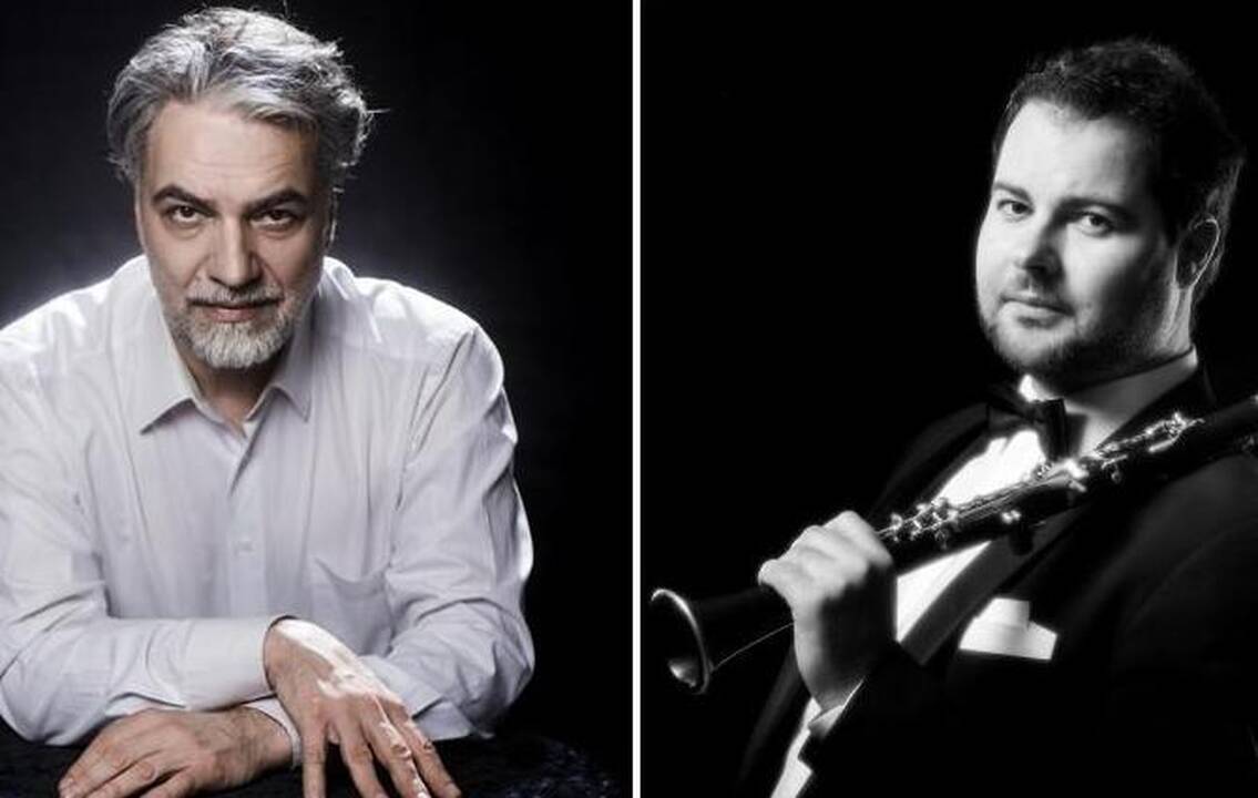 Pianistas P. Geniušas ir klarnetininkas R. Savickas.
