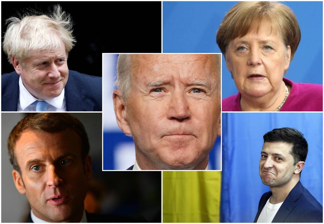 Borisas Johnsonas, Angela Merkel, Joe Bidenas, Emmanuelis Macronas, Volodymyras Zelenskis
