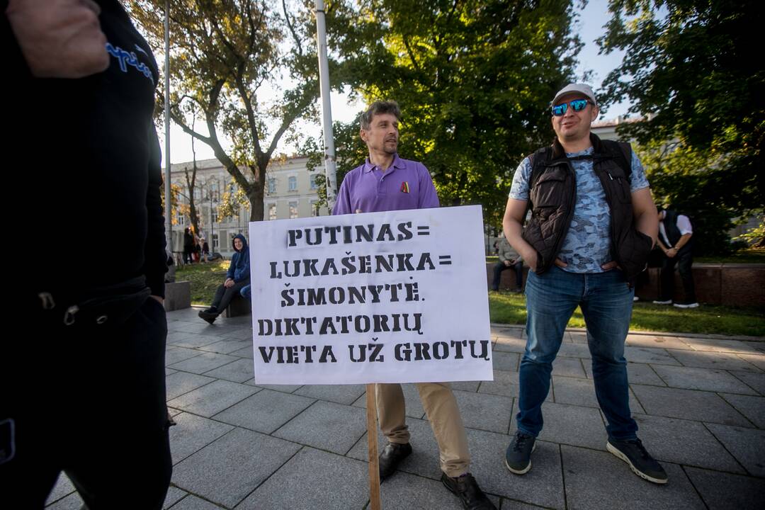 Žmonės renkasi į Šeimų sąjūdžio mitingą prie Katedros