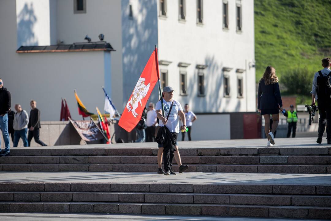 Žmonės renkasi į Šeimų sąjūdžio mitingą prie Katedros