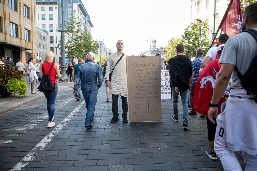 Dalis mitinguotojų iš Katedros aikštės patraukė link Seimo