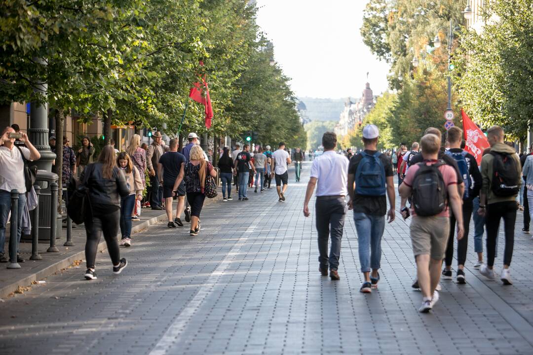 Dalis mitinguotojų iš Katedros aikštės patraukė link Seimo