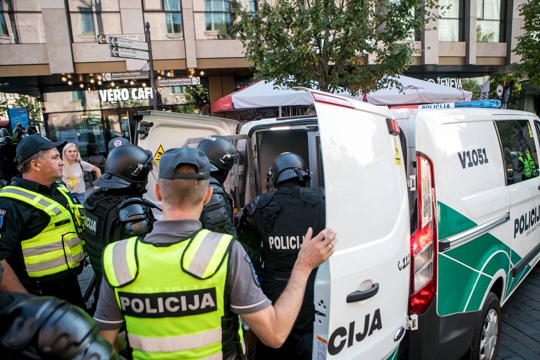 Dalis mitinguotojų iš Katedros aikštės patraukė link Seimo