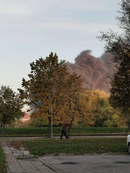 Milžiniškas gamyklos gaisras Alytuje