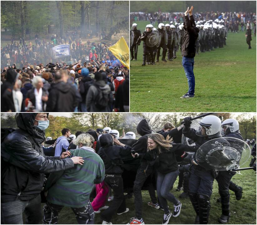 Išvaikiusi protesto prieš karantiną vakarėlį, Briuselio policija sulaikė 132 jo dalyvius