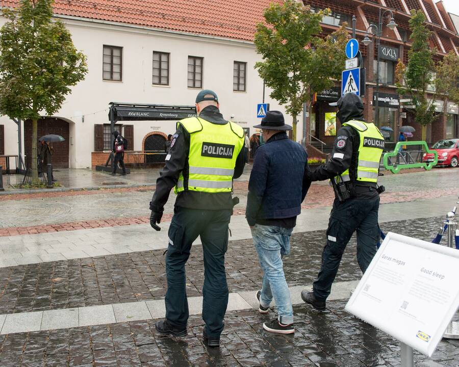 Protesto akcija Vilniuje prieš ribojimus nepasiskiepijusiems