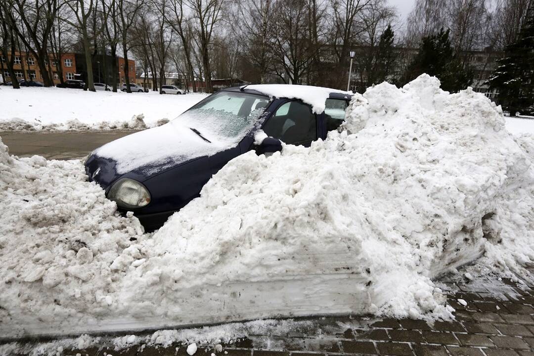 Netikėtumas: pasirodo, sniego kalnais reklaminis automobilis saugomas nuo apgadinimų.