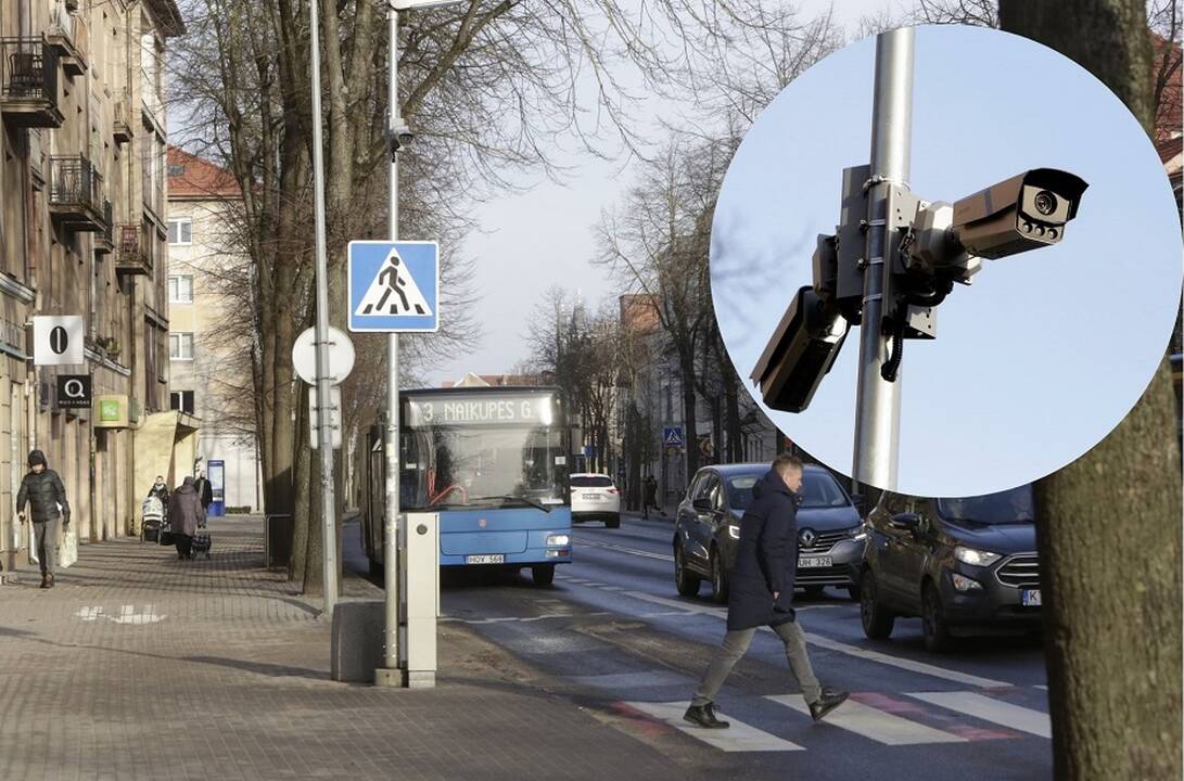 Stebės: ties M.Mažvydo alėjos pėsčiųjų perėja Herkaus Manto gatvėje sumontuota kamerų pora, stebėsianti, ar vairuotojai laikosi taisyklių.