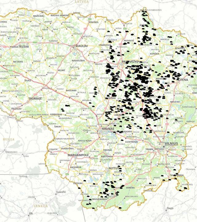 AKM jau apėmęs pusę Lietuvos teritorijos ir slenka į vakarų pusę.