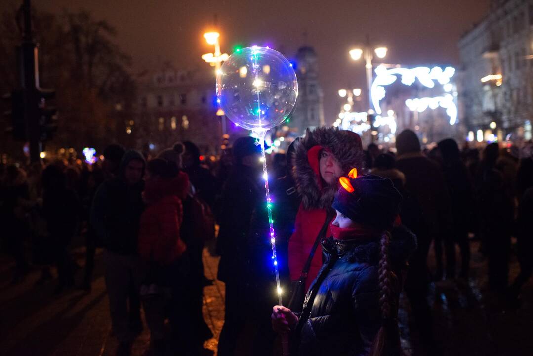 Sostinės Katedros aikštėje suspindo Kalėdų eglė