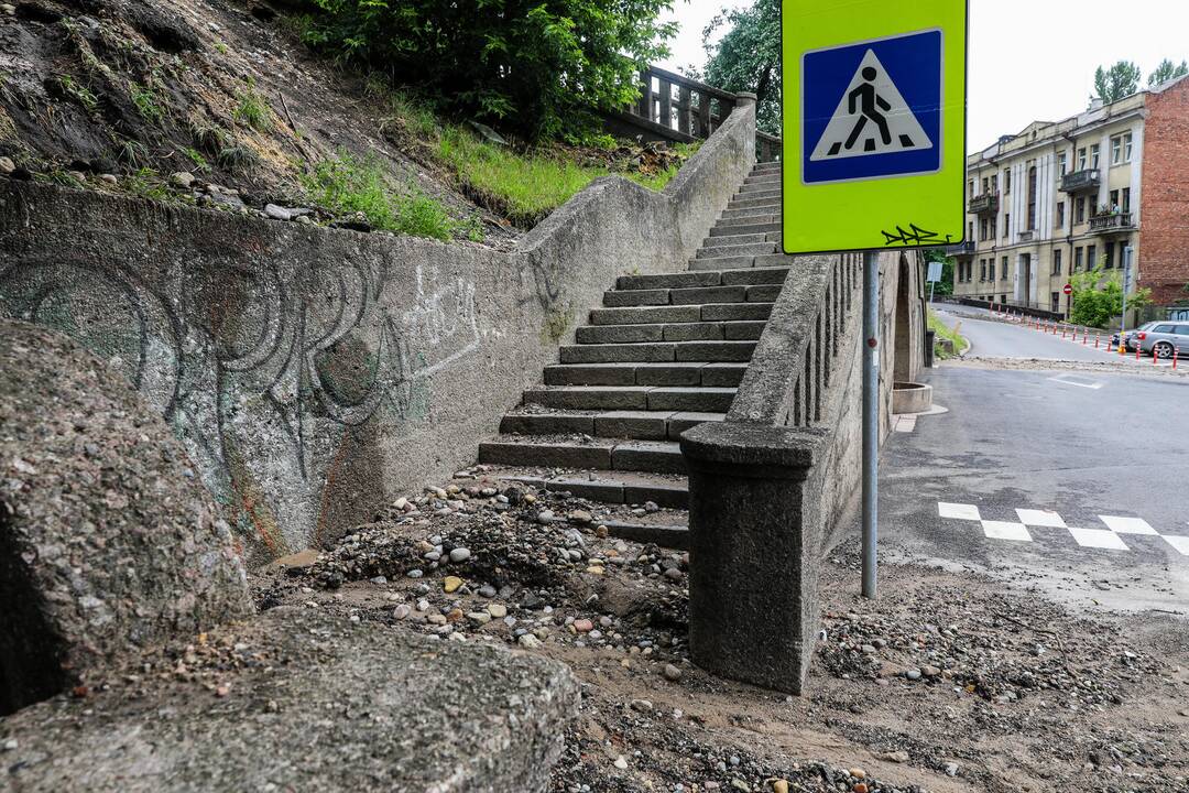 Kauno gatvės po lietaus
