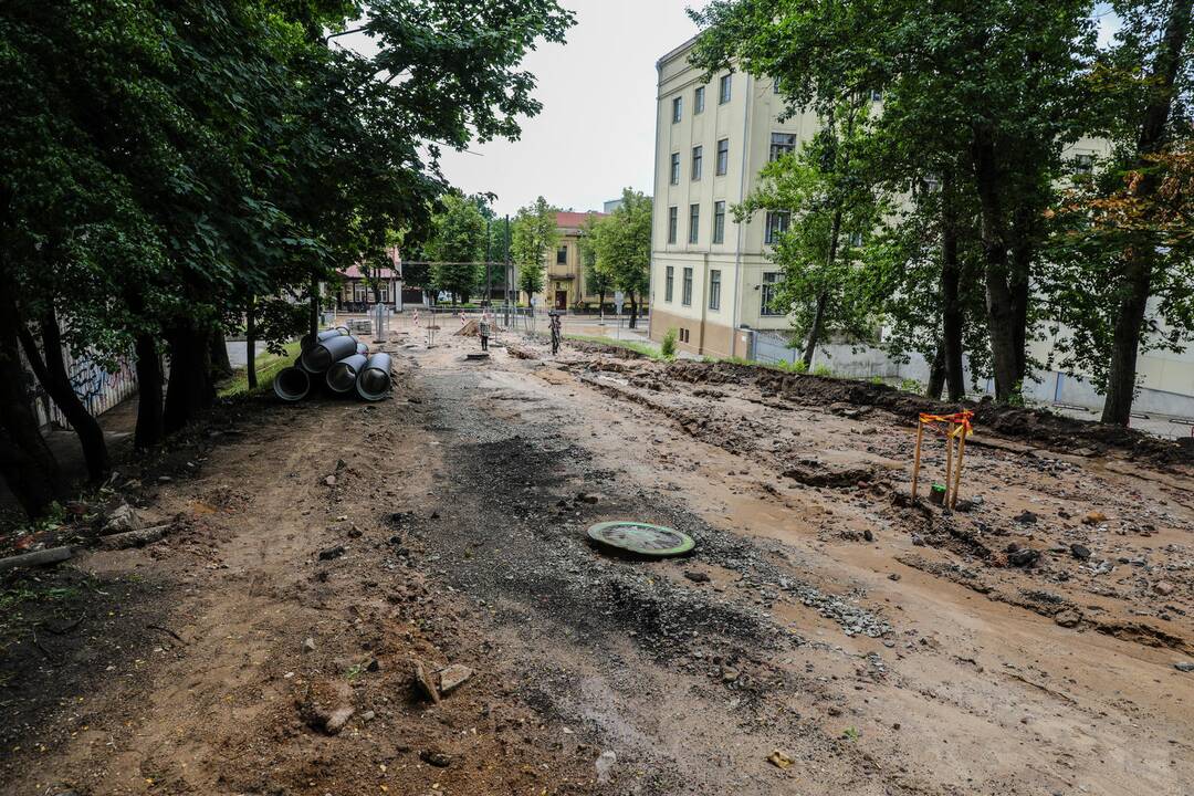 Kauno gatvės po lietaus