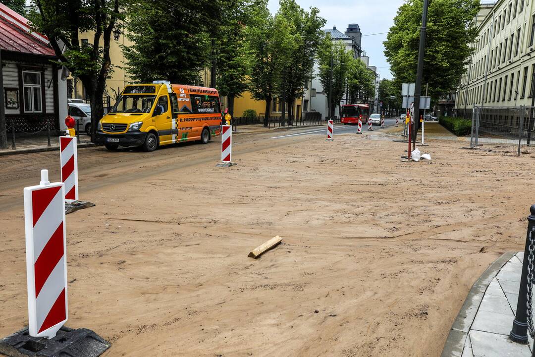 Kauno gatvės po lietaus