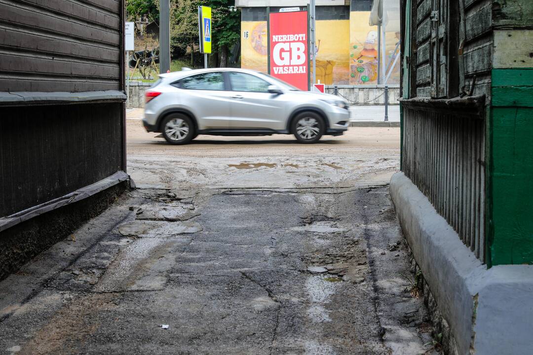 Kauno gatvės po lietaus