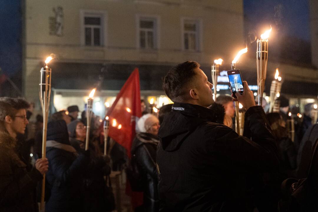 Nacionalinio susivienijimo eisena su deglais