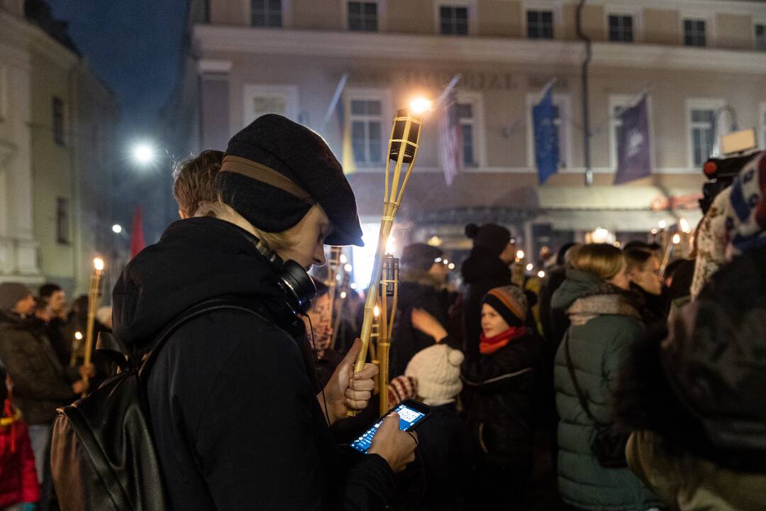 Nacionalinio susivienijimo eisena su deglais