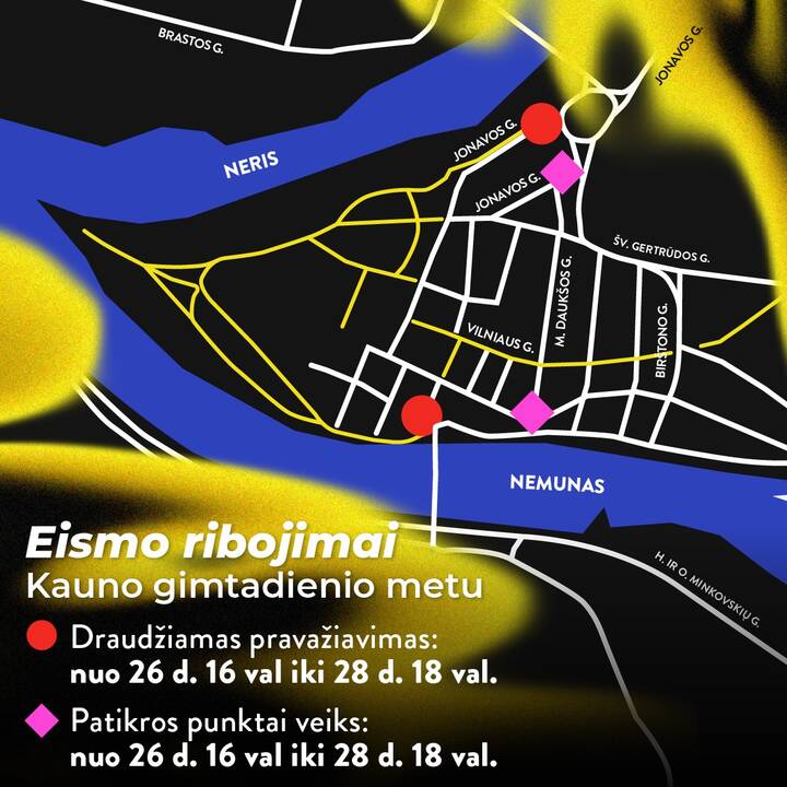Per Kauno gimtadienį centre bus ribojamas automobilių eismas: geriau vykti viešuoju transportu