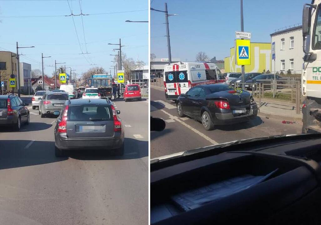 Šančiuose susidūrė „Renault“ ir sunkvežimis, prireikė medikų pagalbos