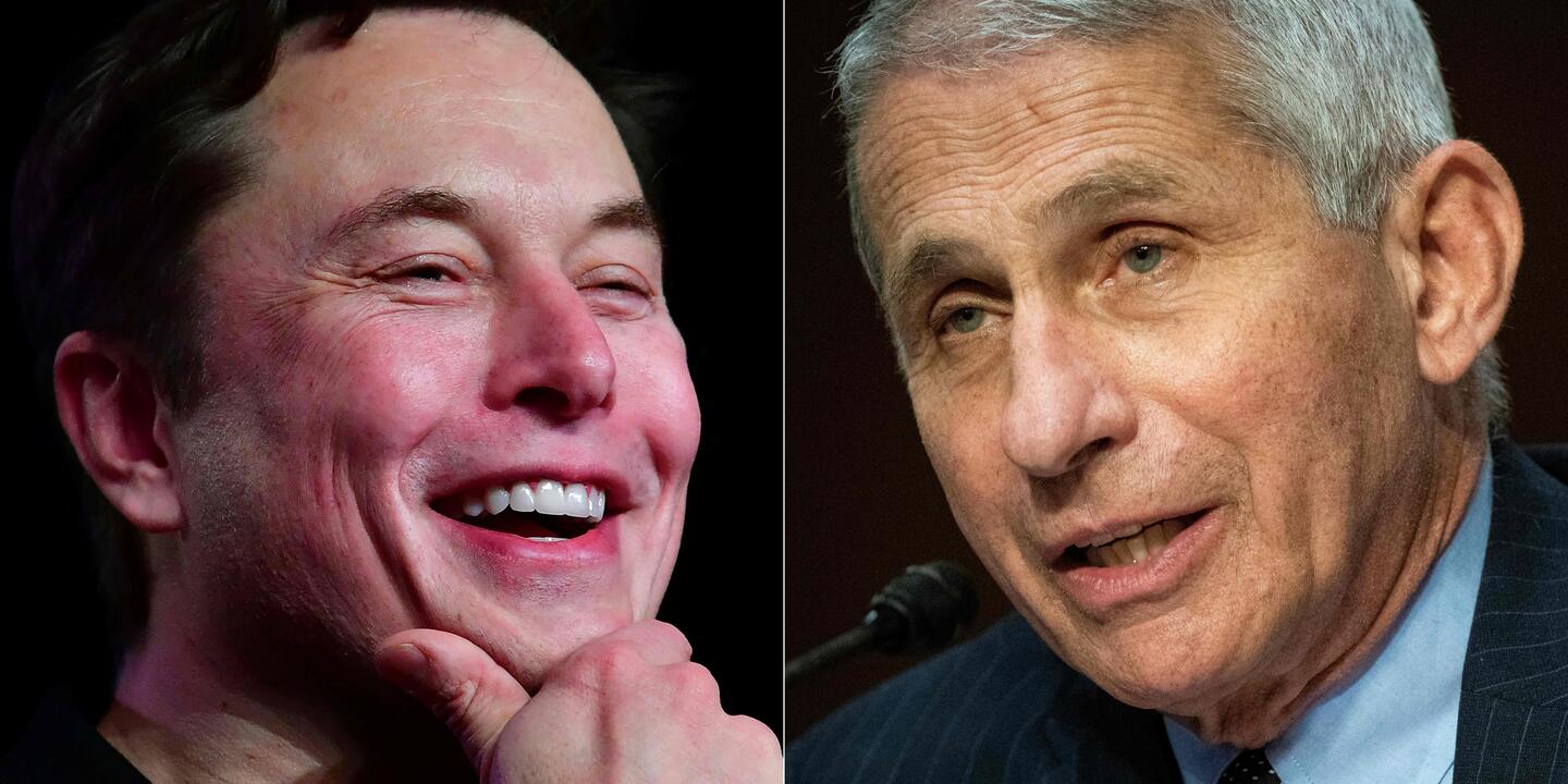Elonas Muskas (kairėje) ir Anthony Fauci (dešinėje)