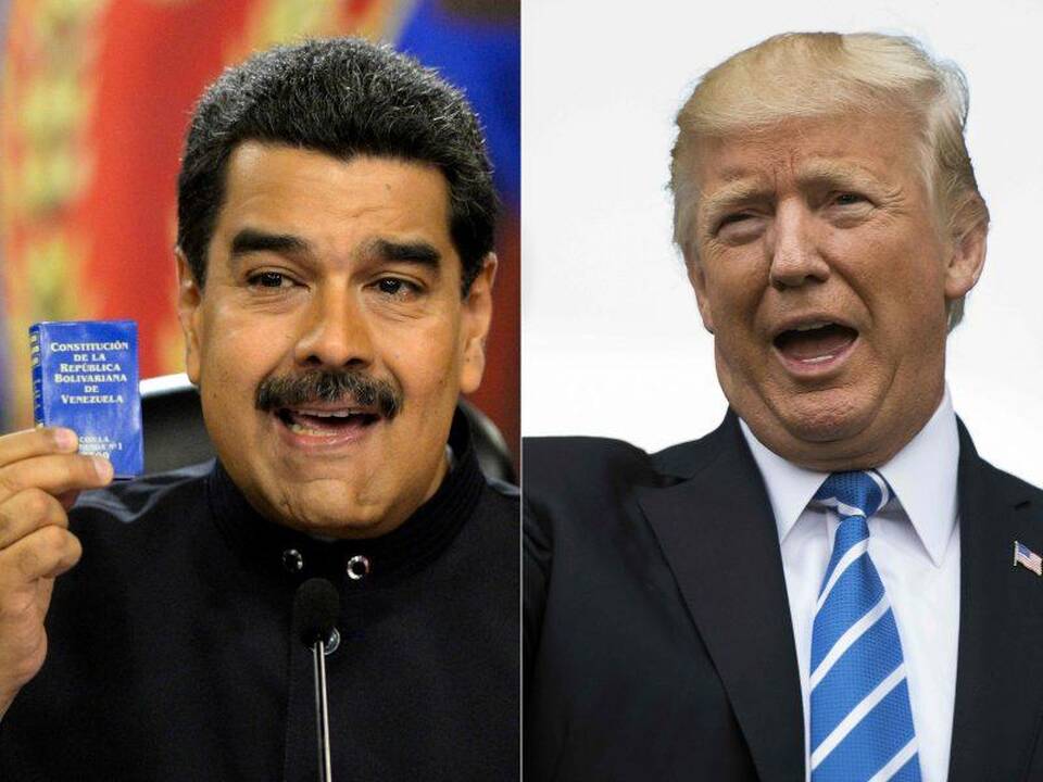 Nicolas Maduro (kairėje) ir Donaldas Trumpas (dešinėje)  