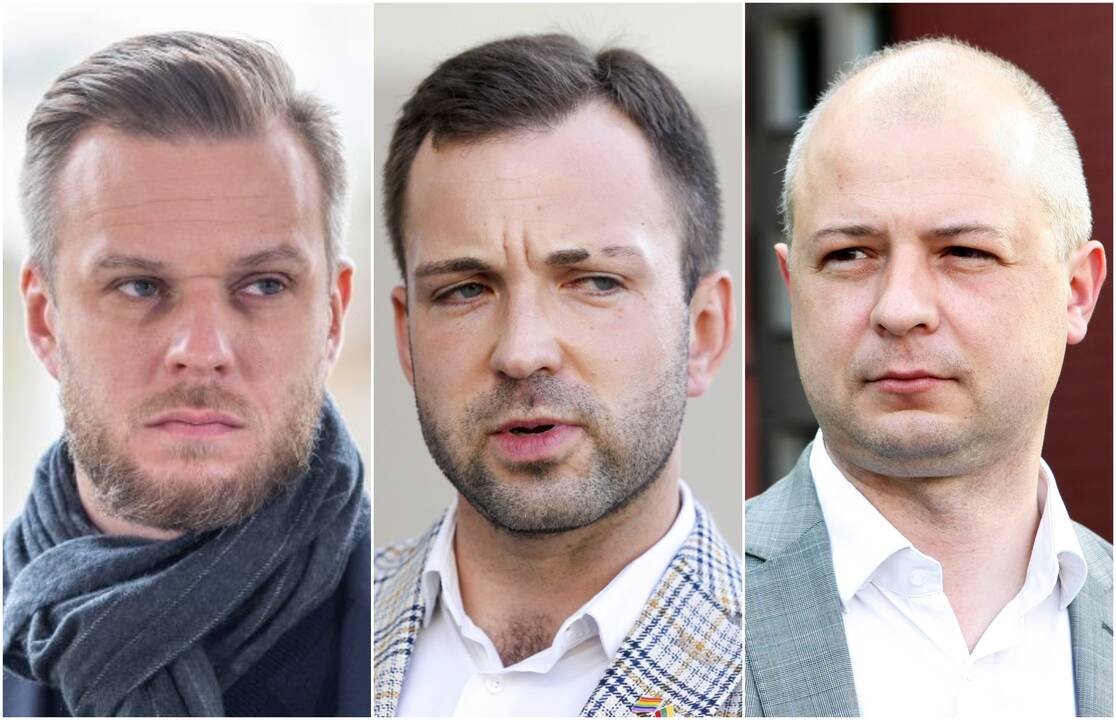 Gabrielius Landsbergis (iš kairės), Tomas Vytautas Raskevičius, Simonas Gentvilas