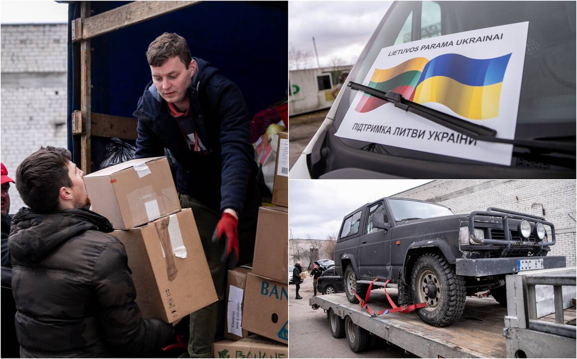 Kelionė: keturiolikos automobilių kolonoje yra ekipažas, liksiantis padėti Ukrainos kovotojams.