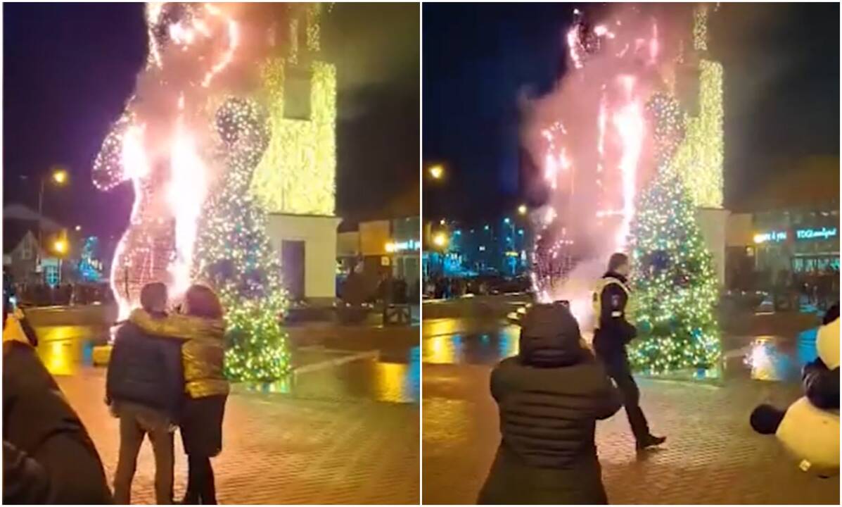 Aiškėja, kaip užsiliepsnojo Kalėdų eglė Telšiuose