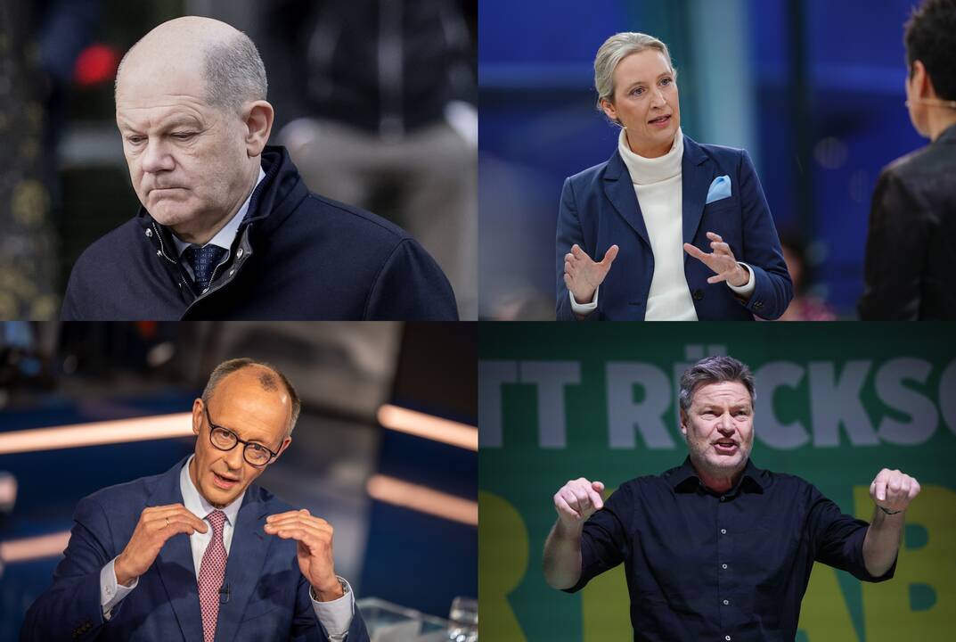 Vokietijos parlamento rinkimuose dėl kanclerio posto varžosi keturi kandidatai: kas jie tokie?