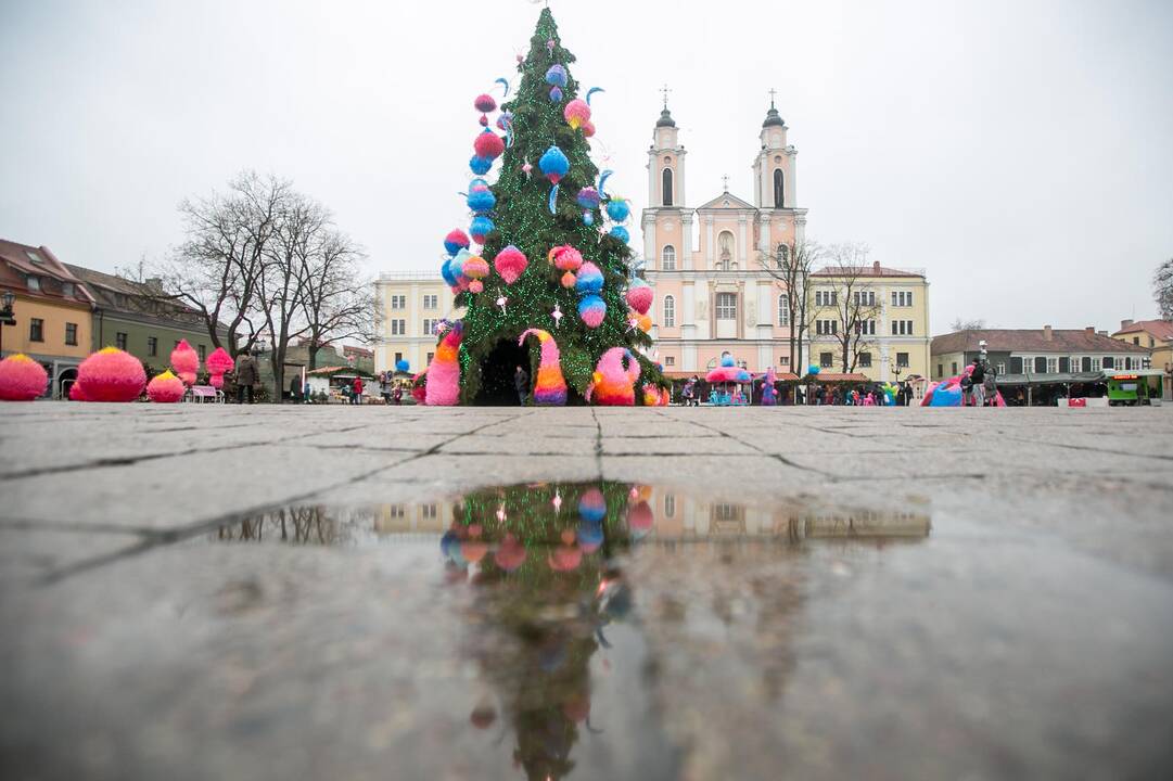 Kauniečiai ir miesto svečiai aplankė kosminę kalėdų eglę