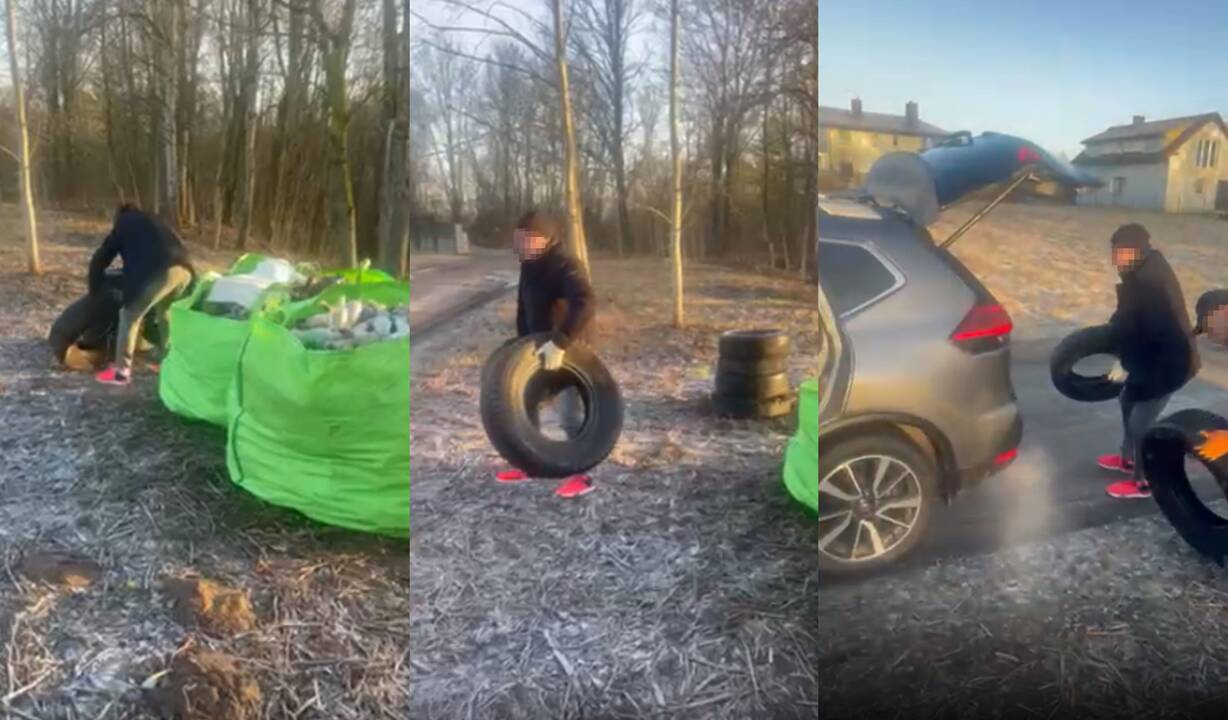Įžūlūs šiukšlintojai gamtos kampelyje išmetė padangas – pilietiški žmonės privertė viską susirinkti