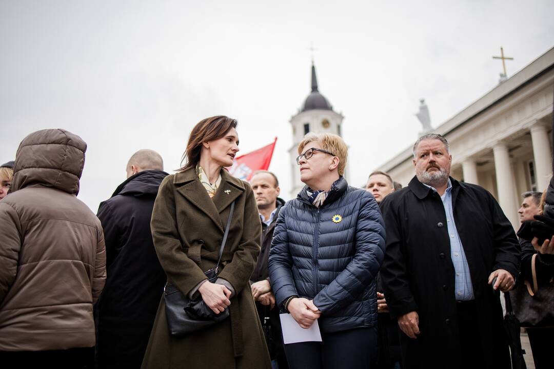 Sostinėje minimos antrosios Rusijos karo Ukrainoje metinės: vyksta mitingas, eitynės
