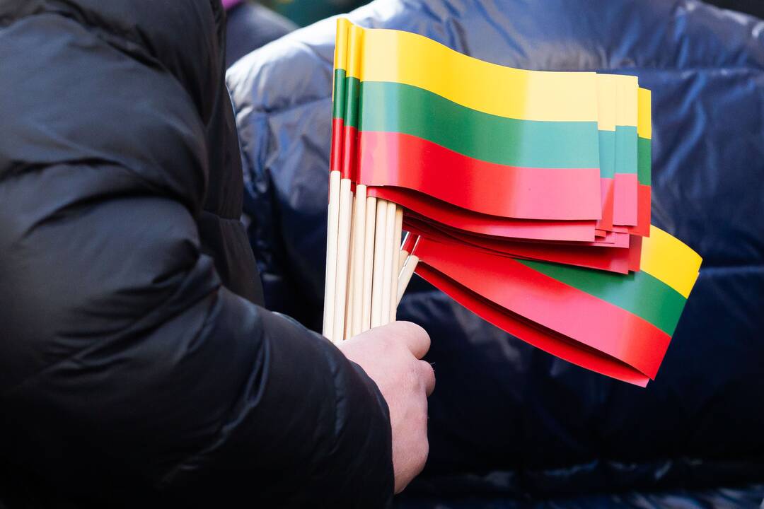 Vasario 16-osios minėjimas prie Lietuvos nepriklausomybės signatarų namų Vilniuje