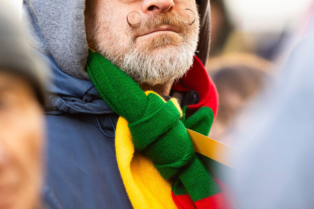 Vasario 16-osios minėjimas prie Lietuvos nepriklausomybės signatarų namų Vilniuje