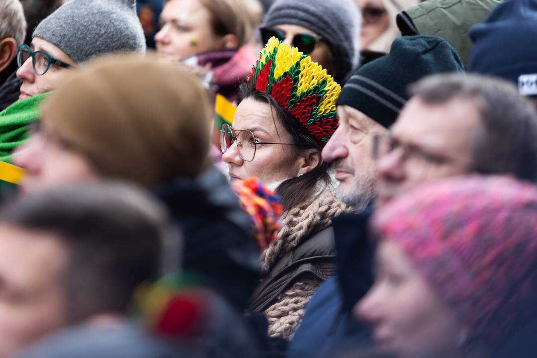 Vasario 16-osios minėjimas prie Lietuvos nepriklausomybės signatarų namų Vilniuje