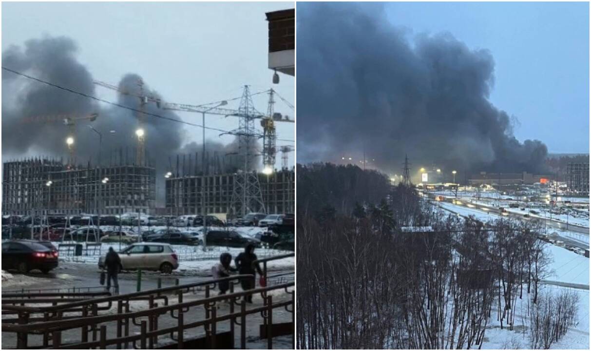 Ukrainiečiai – apie didžiulį gaisrą prie Maskvos: ir vėl rusai neatsargiai rūko