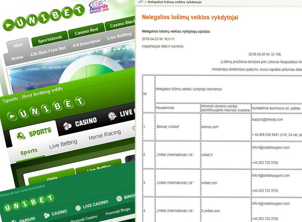 Prievaizdai: nelegali "Unibet" veikla klesti ir susidaro įspūdis, o Lošimų priežiūros tarnyba tik skėčioja rankomis.