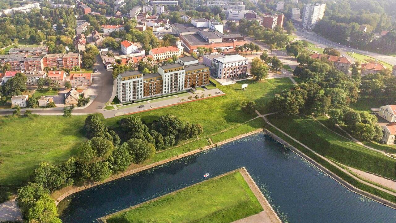 Pers­pek­ty­va: jau šių me­tų pa­bai­go­je Ban­gų gat­vė­je iš­dygs mo­der­nus dau­gia­bu­tis gy­ve­na­ma­sis pa­sta­tas.