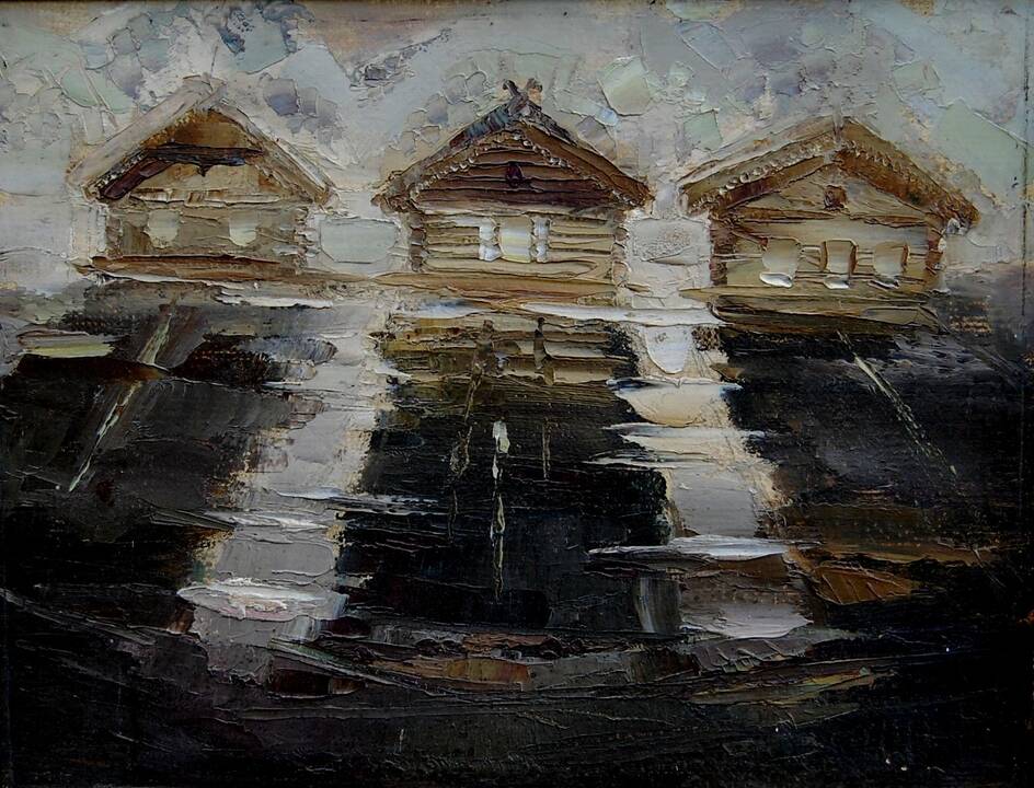 R.Radzevičius. Pamario motyvas. 1982 m., aliejus, kartonas, 42x61 cm.