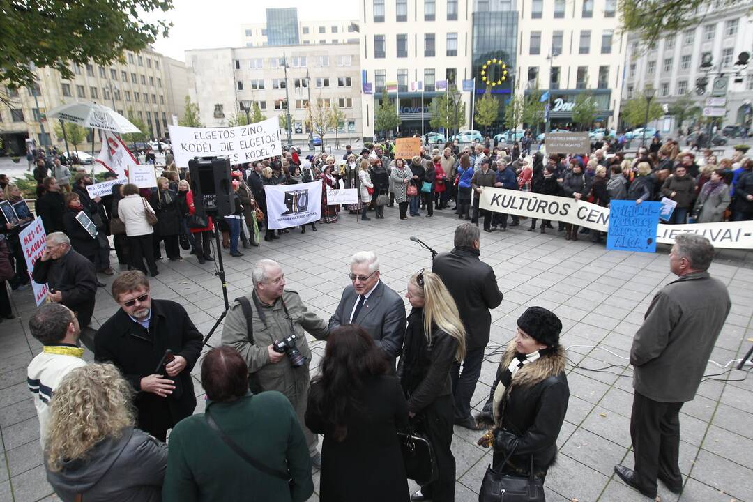 Kultūros darbuotojų streikas prie vyriausybės