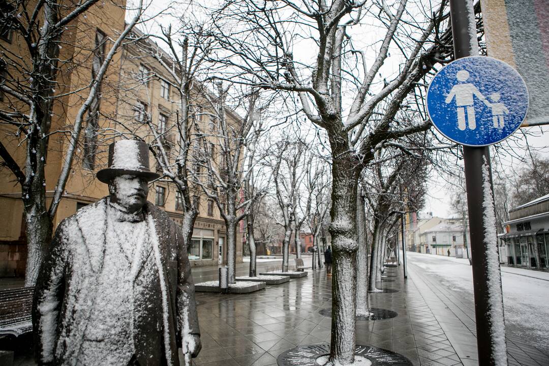 Sekmadienį Kauną nuklojo sniegas
