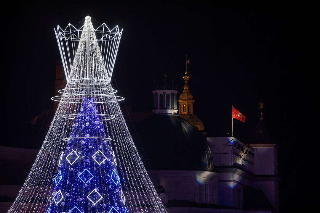 Katedros aikštėje įžiebta Kalėdų eglė