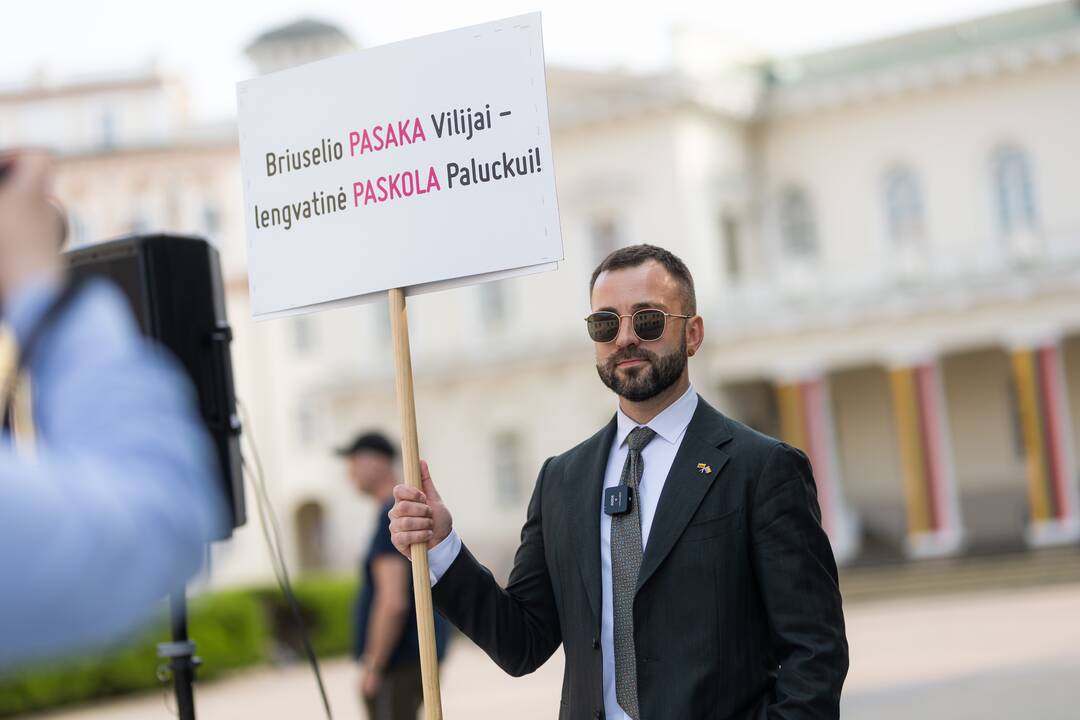 Jaunųjų konservatorių lygos protestas „Gintautai, rinkis: valstybė ar įmonė“