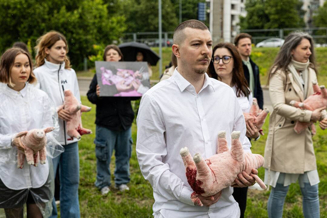 Protestas prie Valstybinės maisto ir veterinarijos tarnybos