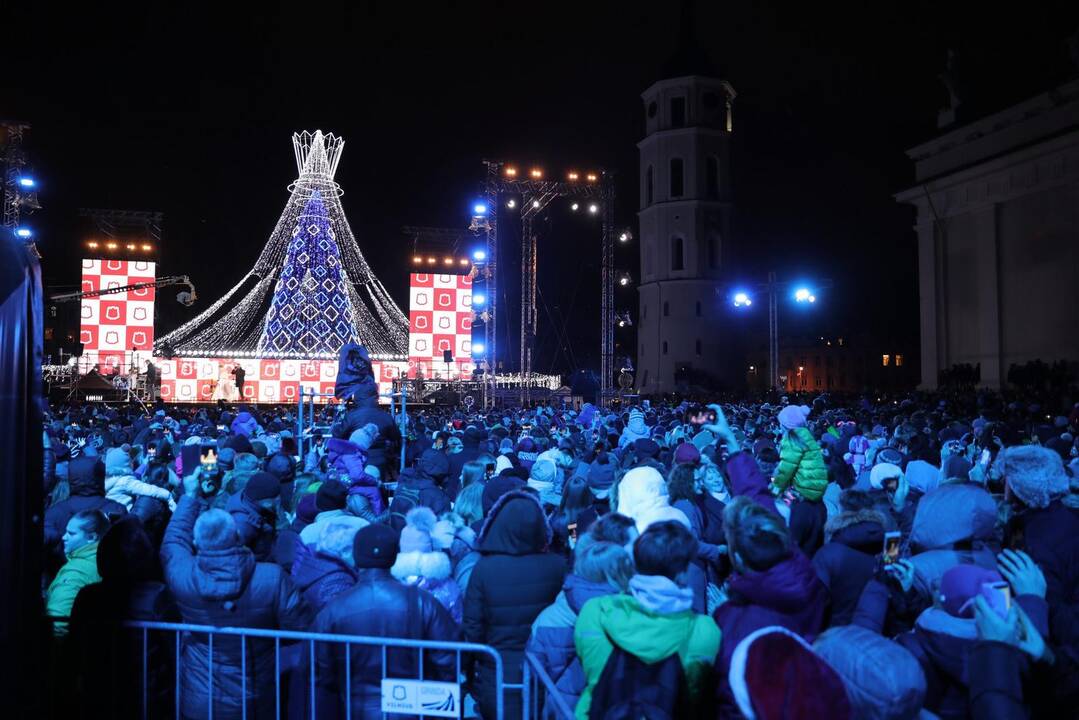 Katedros aikštėje įžiebta Kalėdų eglė