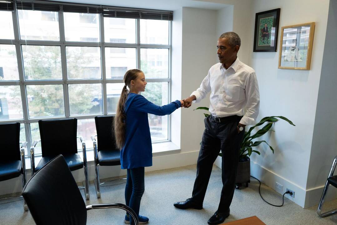 Greta Thunberg ir Barackas Obama