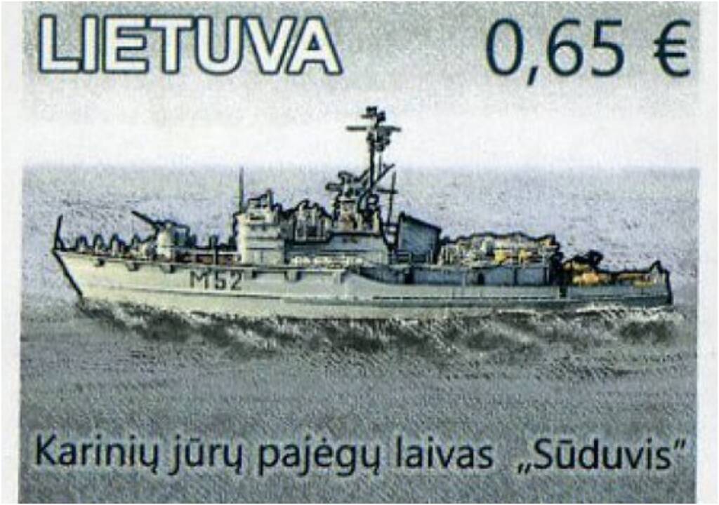 Nūdiena: 2022 m. Lietuvoje išleistas karo laivui „Sūduvis“ skirtas pašto ženklas.