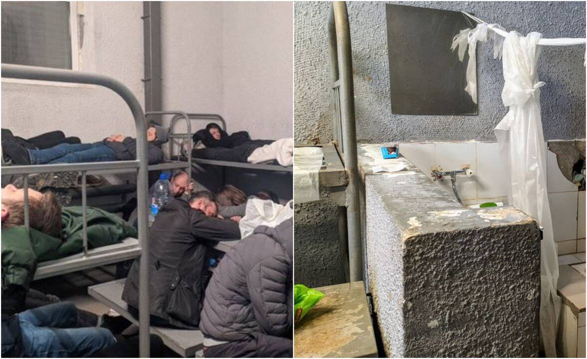 Sukrečiantys vaizdai: Rusijoje sulaikyti protestuotojai sugrūdami į ankštas kameras